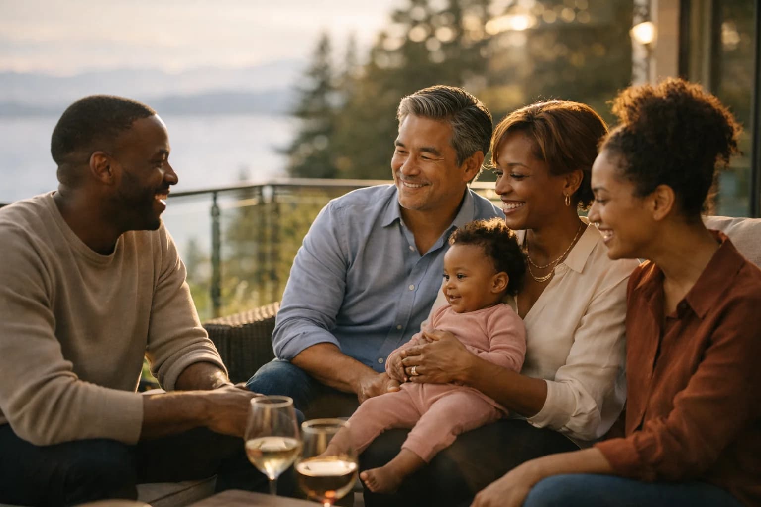 Multigenerational family enjoying time together in the Pacific Northwest