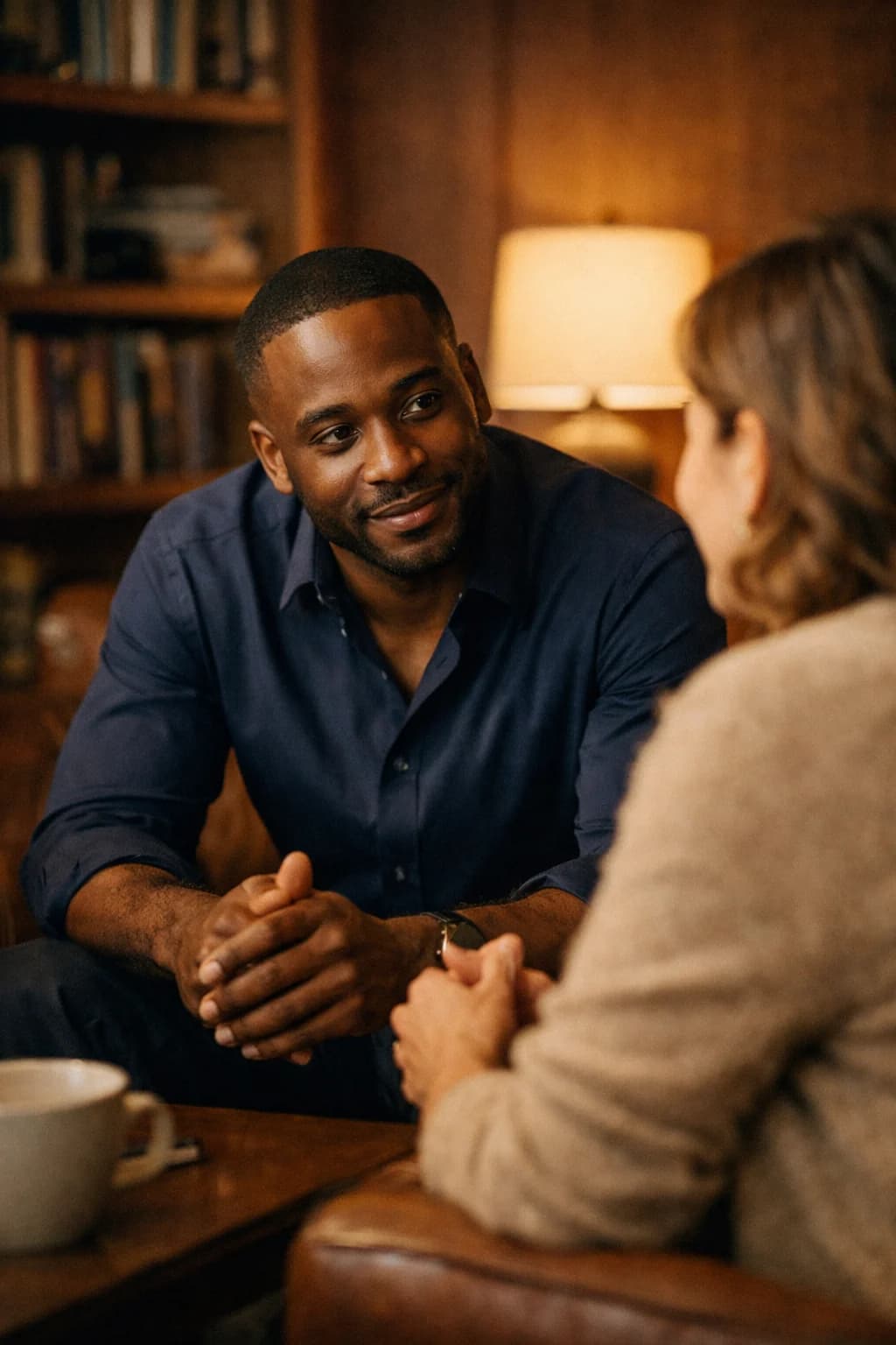 Physician having an unhurried conversation with patient in a warm, non-clinical setting