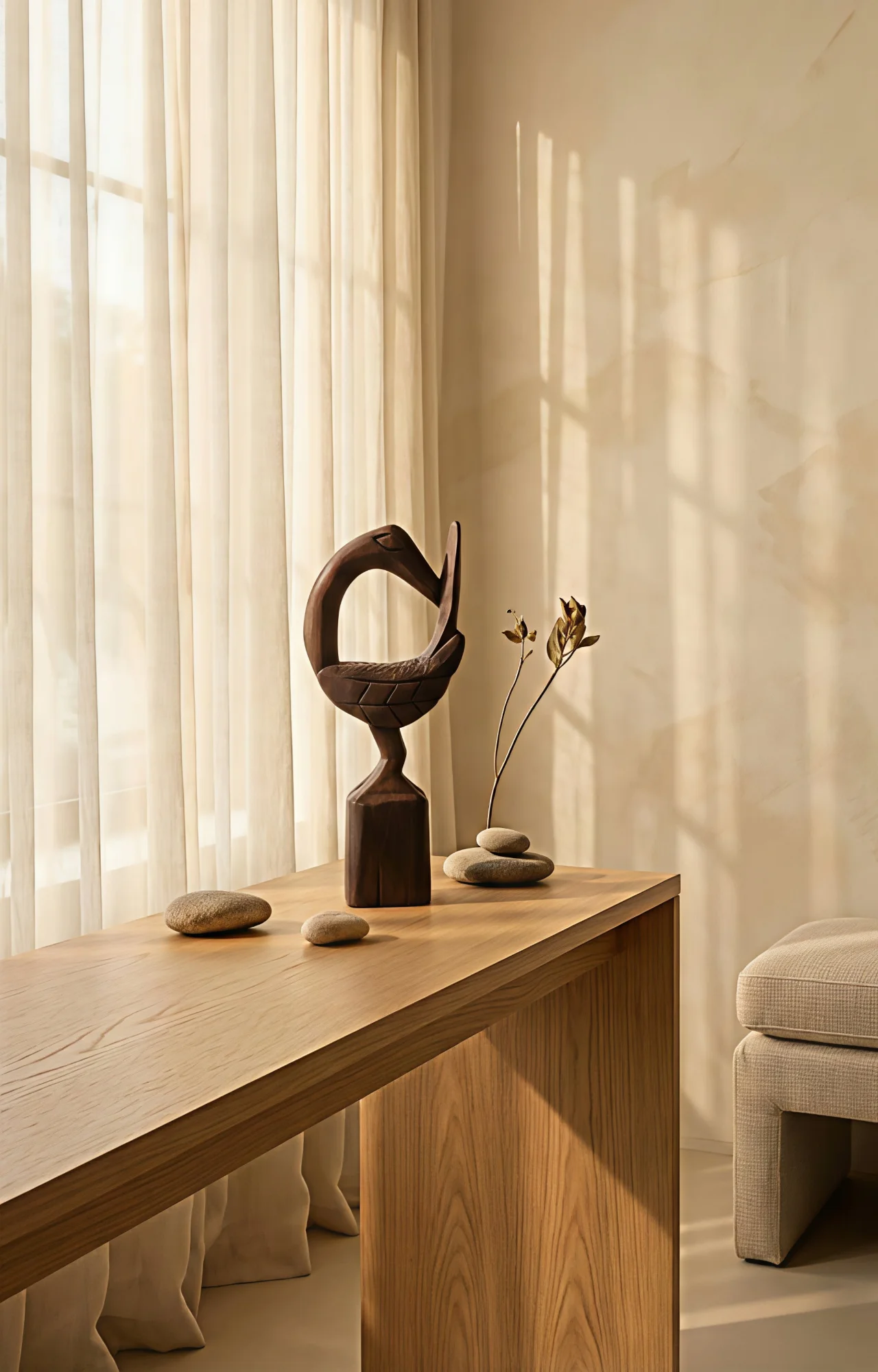 Traditional wooden Sankofa bird sculpture symbolizing the importance of learning from the past