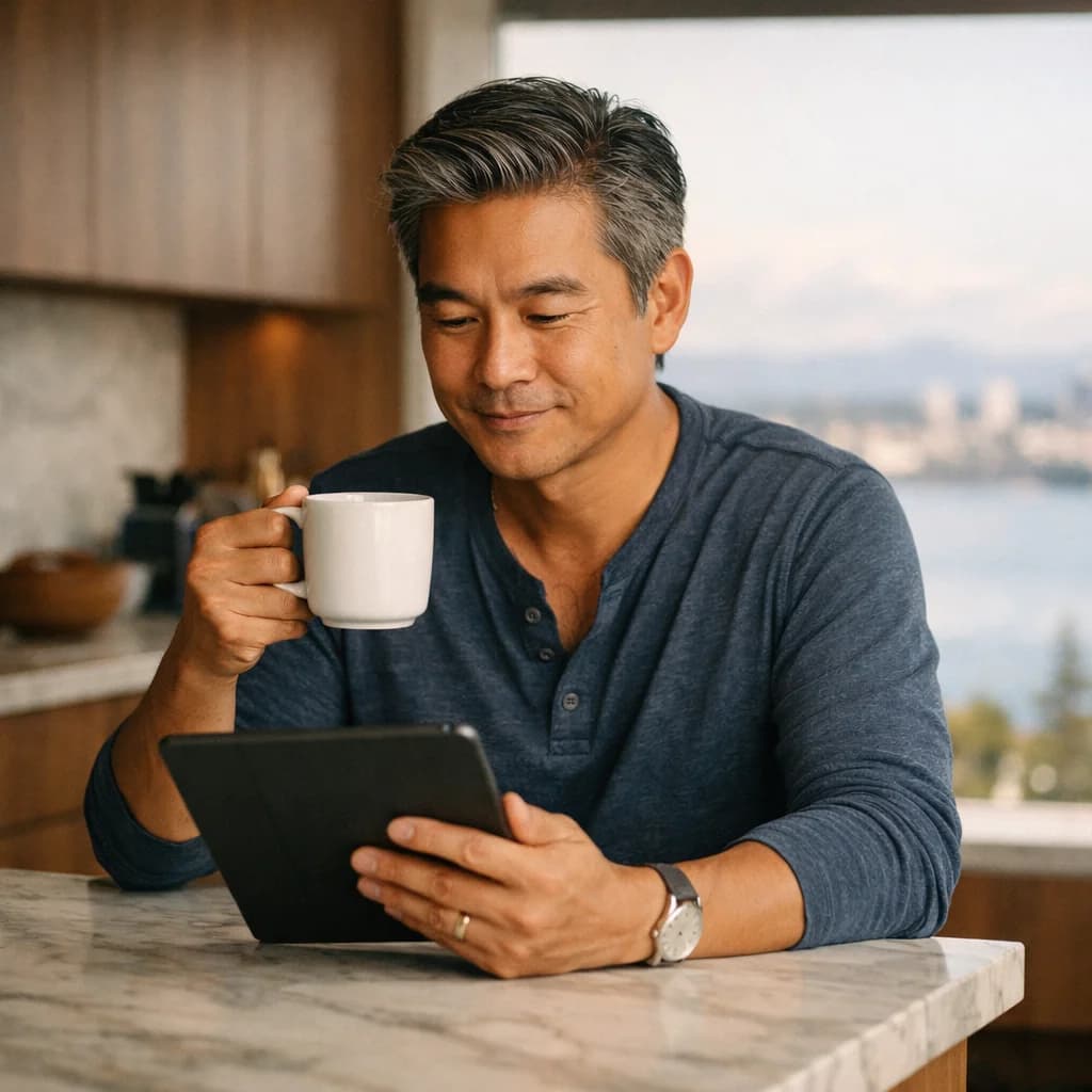 Patient reviewing health records and care plan on a tablet device, demonstrating digital-first healthcare access in Washington State